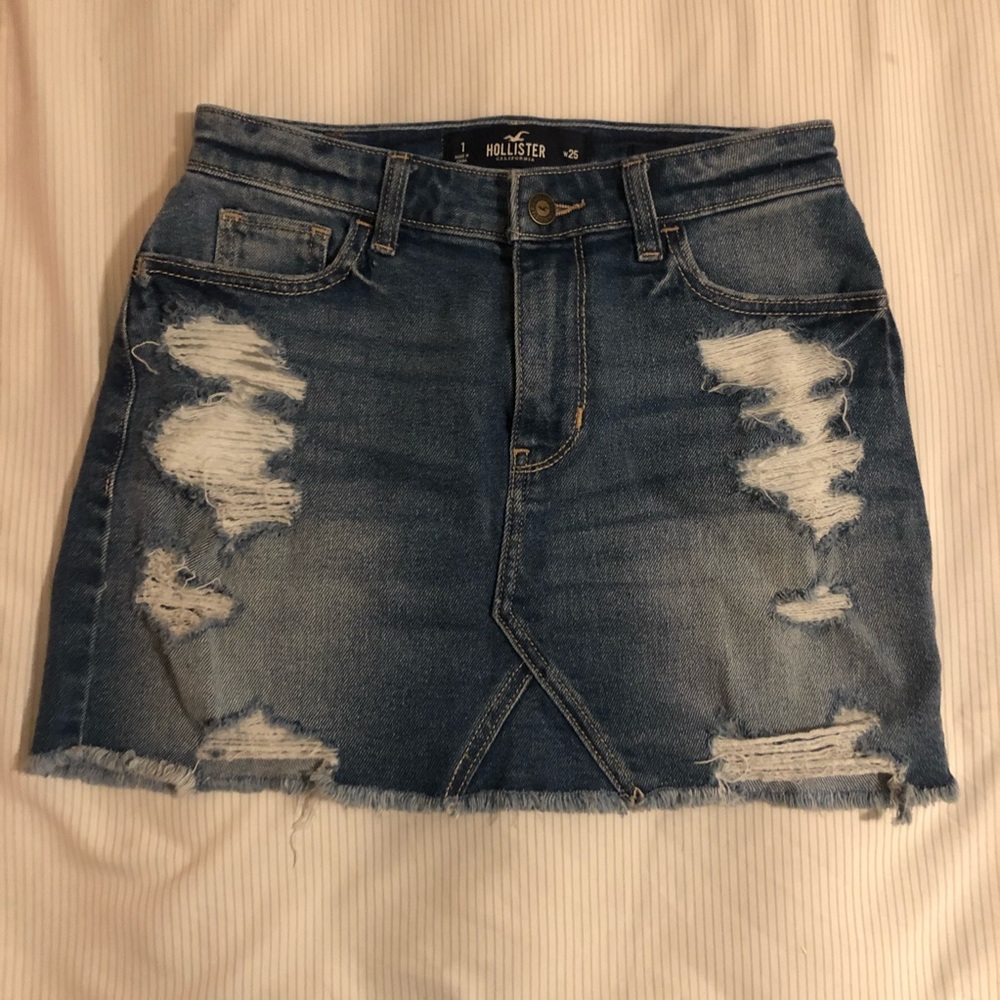 Ripped Jean Skirt